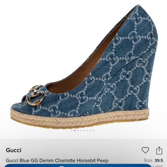 Gucci logo denim wedge Charlotte 39.5 - Picture 4 of 15